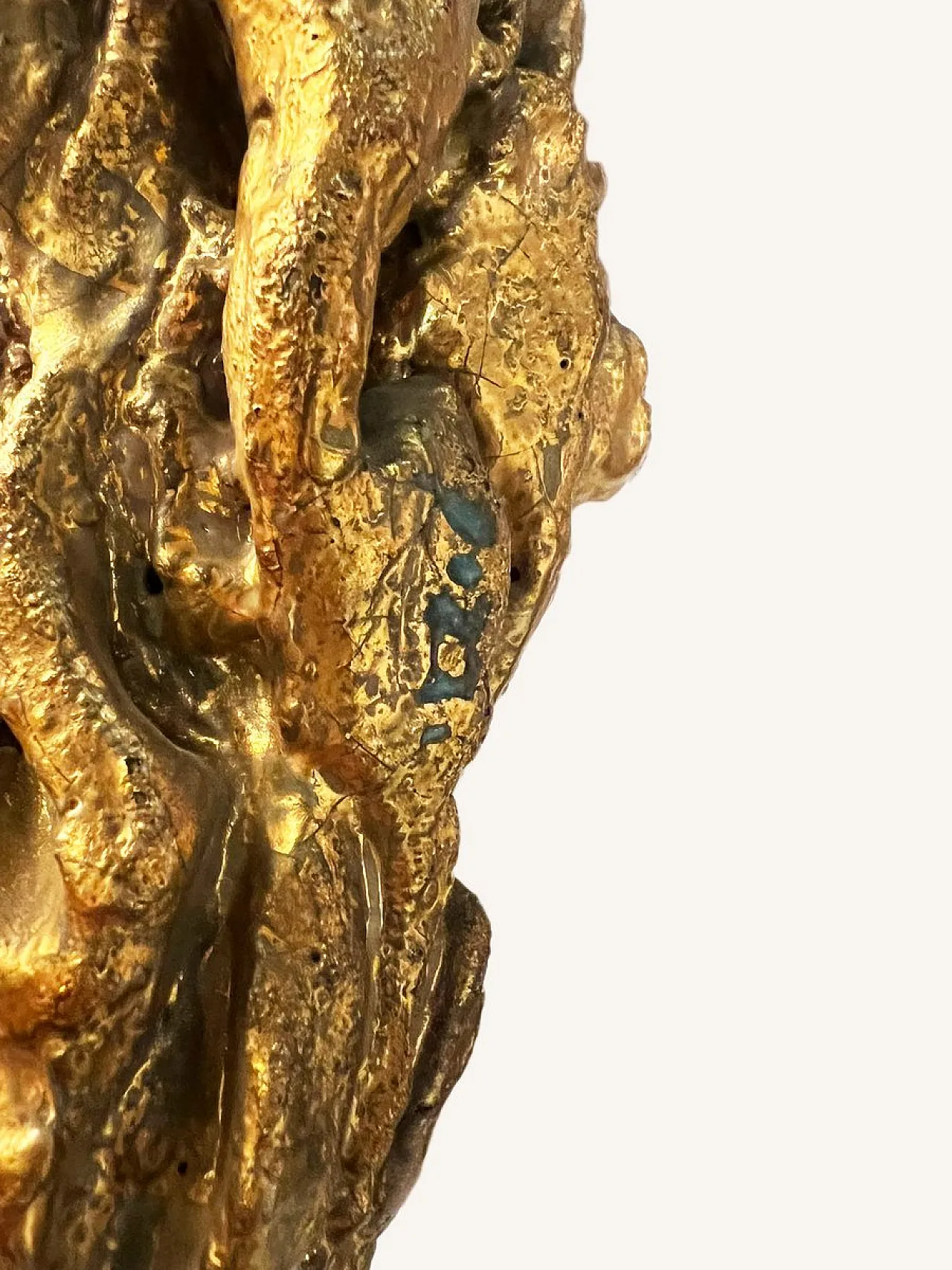 Fire-gilded terracotta sculpture with iron base by Pozzi, 1950s 5