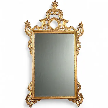 Mirror with carved and gilded wooden frame, 20th century