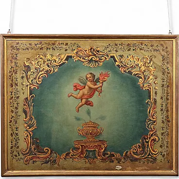 Large overdoor painting, 19th century