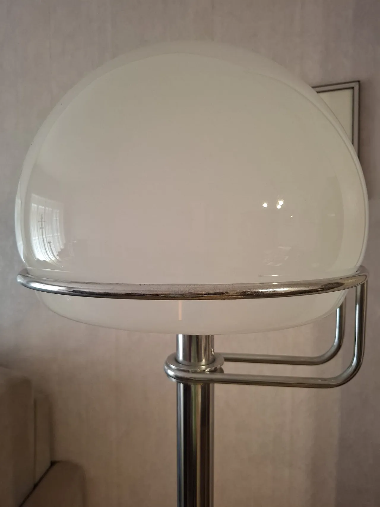 Modernist floor lamp with opaline globe 2