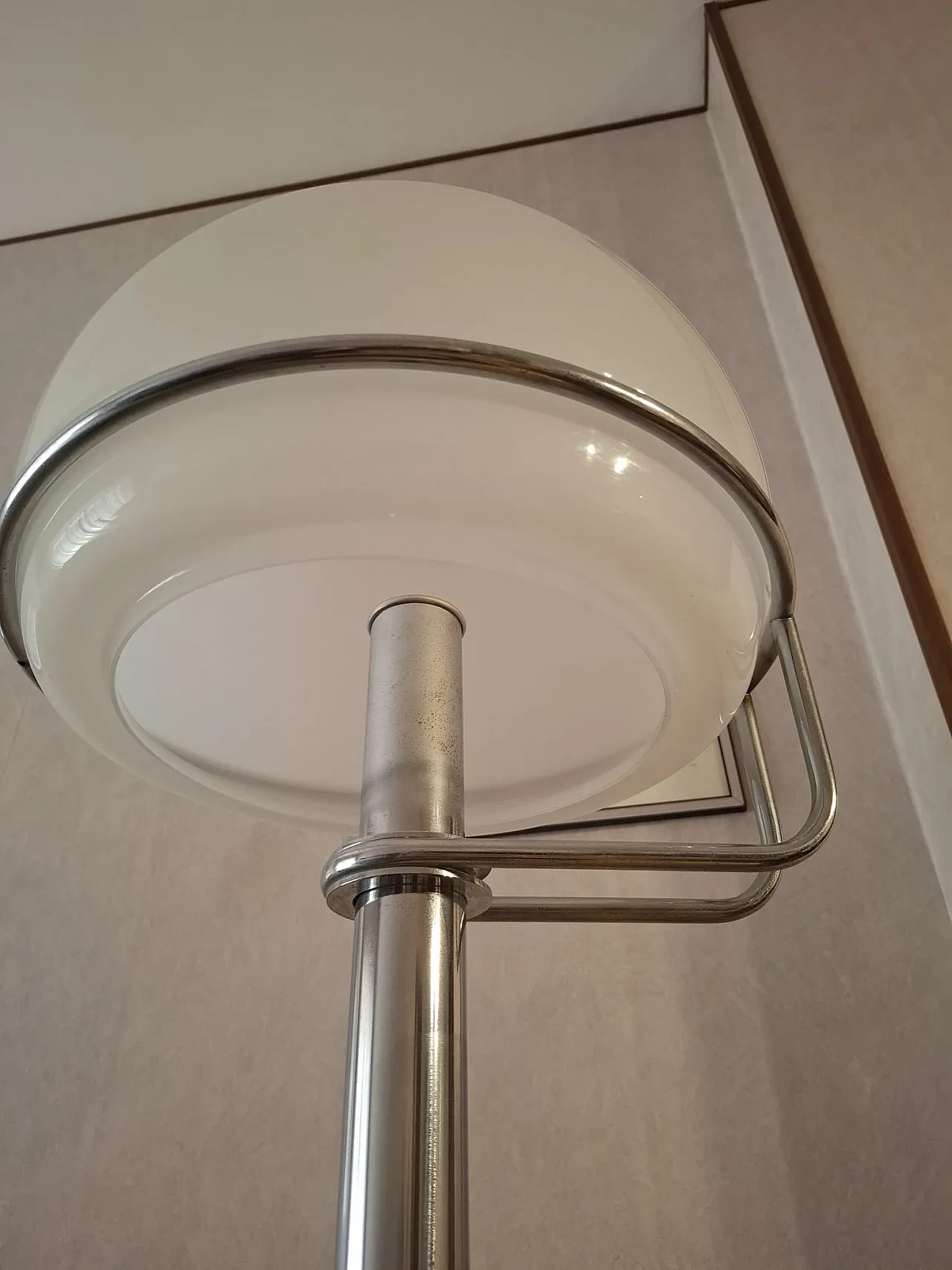 Modernist floor lamp with opaline globe 3