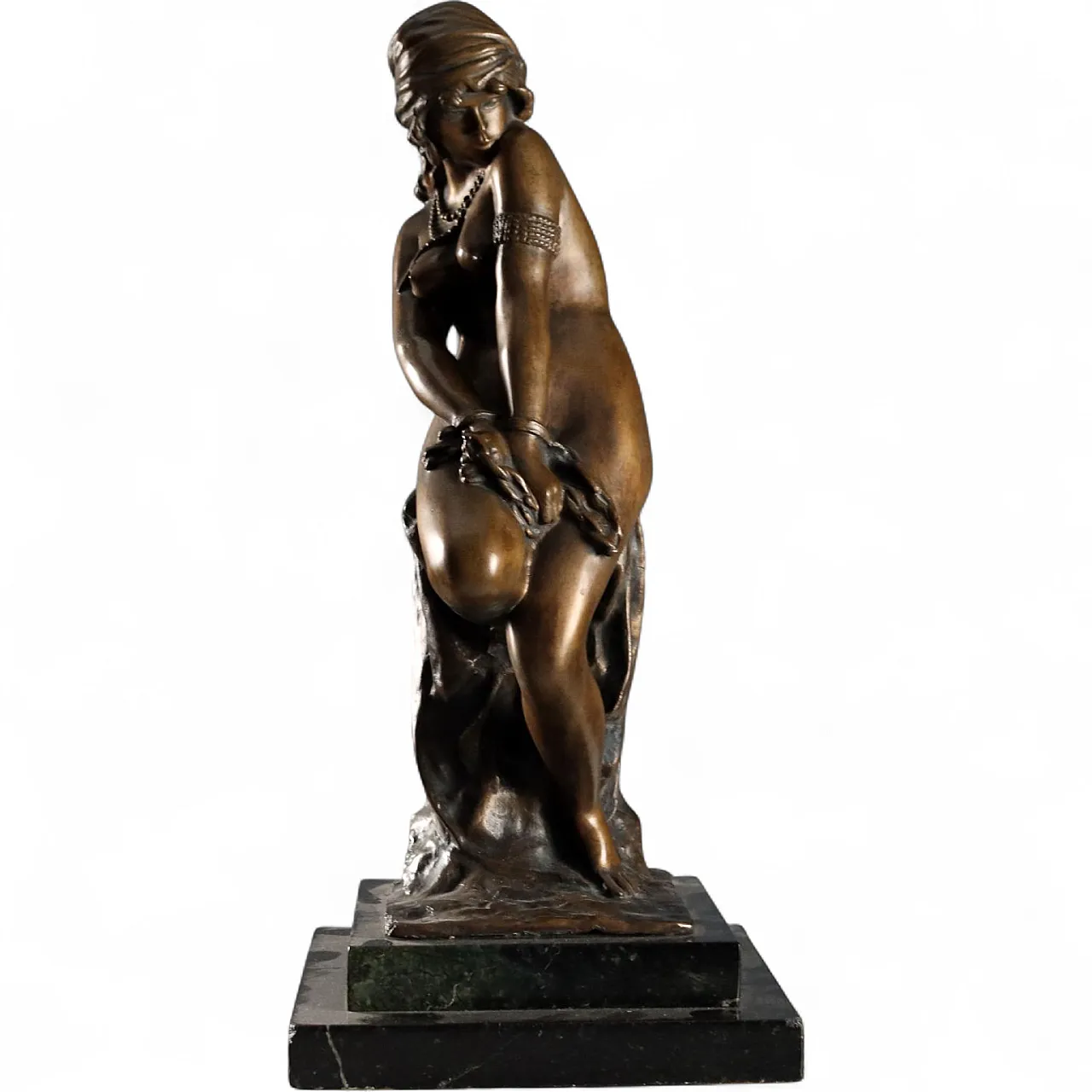 Slavebronze sculpture with marble base, 20th century 11