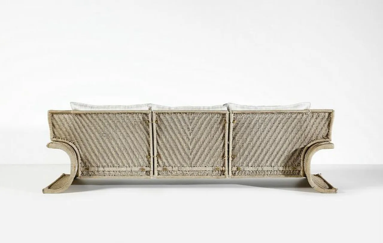 Wavy sofa by Marzio Cecchi in woven rattan, 1970s 2