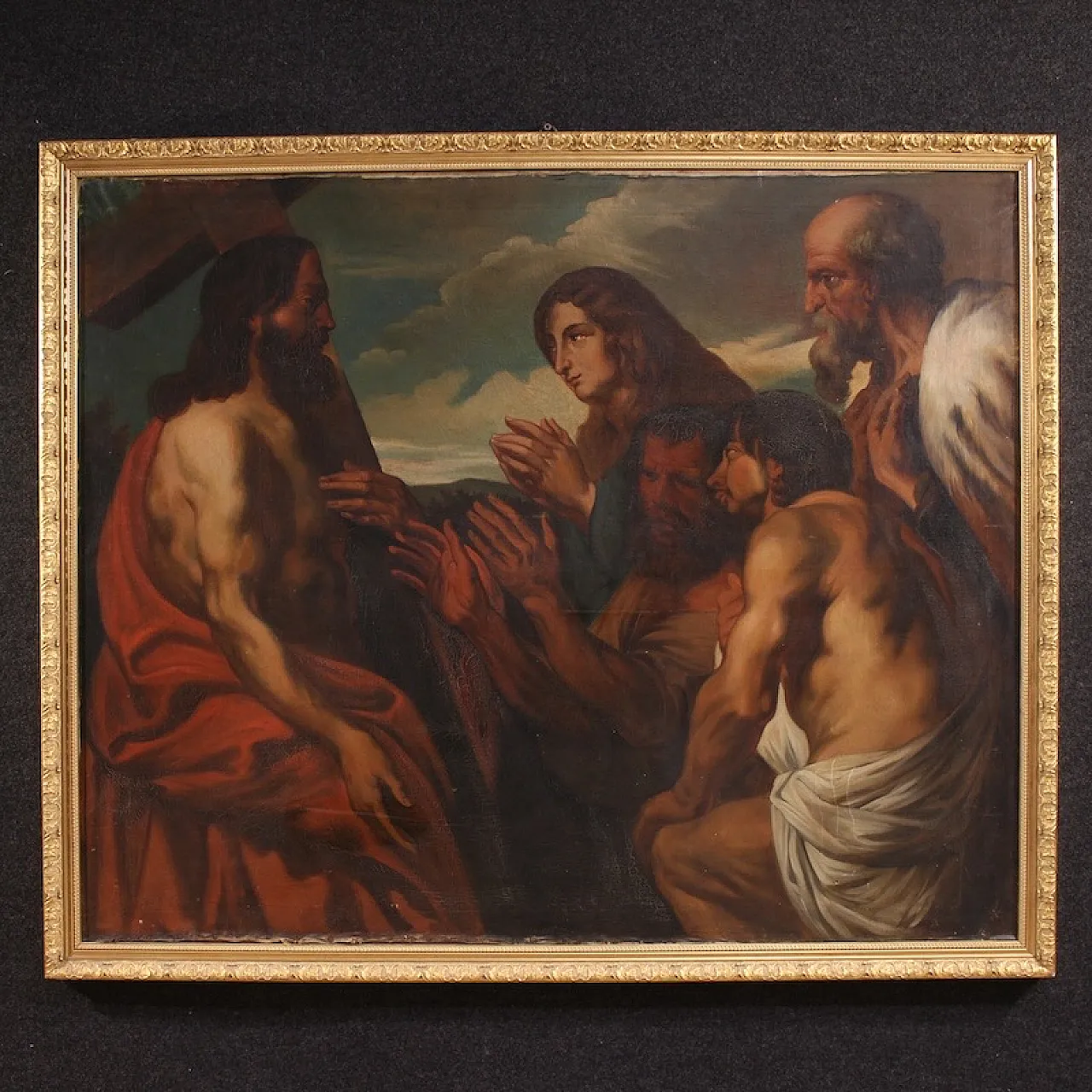 Large Flemish painting from the 19th century, Christ forgives sinners 1
