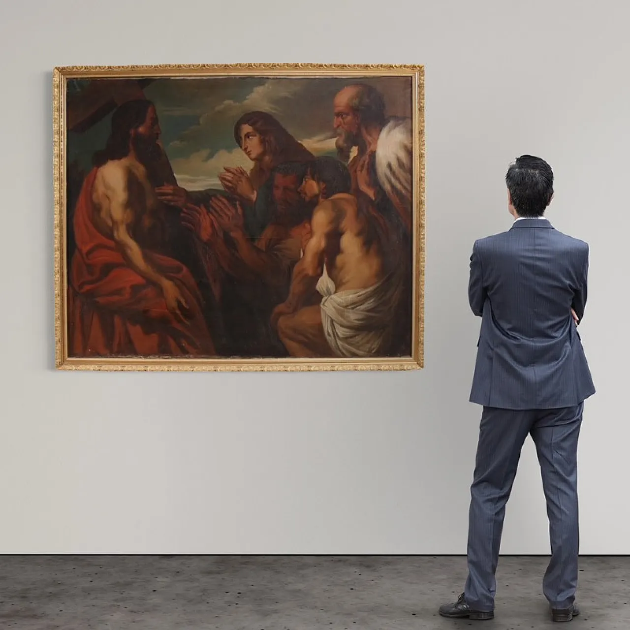 Large Flemish painting from the 19th century, Christ forgives sinners 2