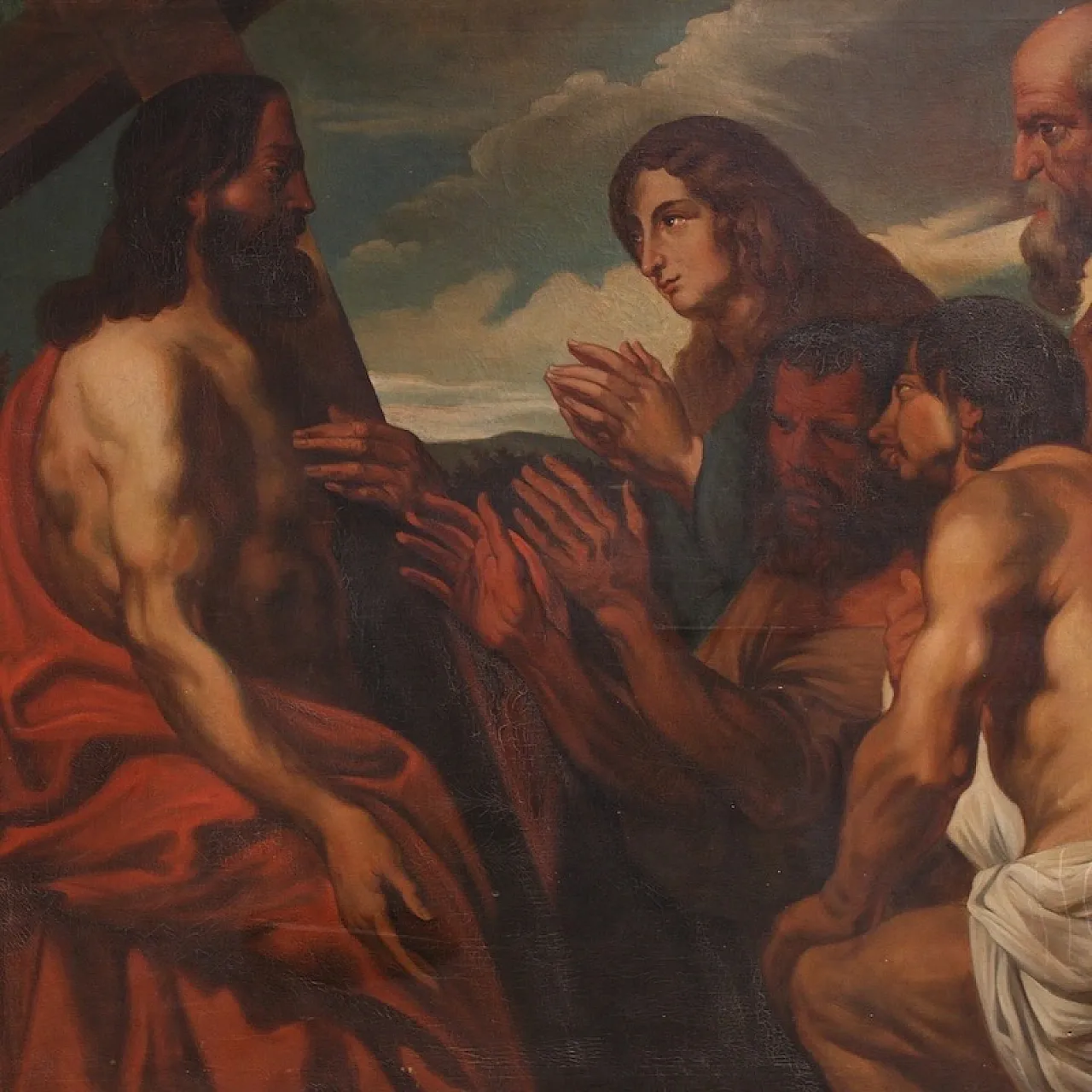 Large Flemish painting from the 19th century, Christ forgives sinners 3