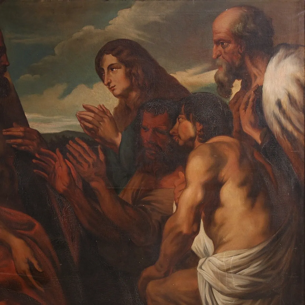 Large Flemish painting from the 19th century, Christ forgives sinners 4