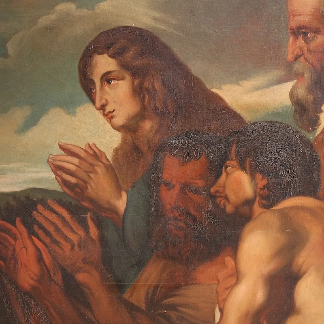 Large Flemish painting from the 19th century, Christ forgives sinners 8