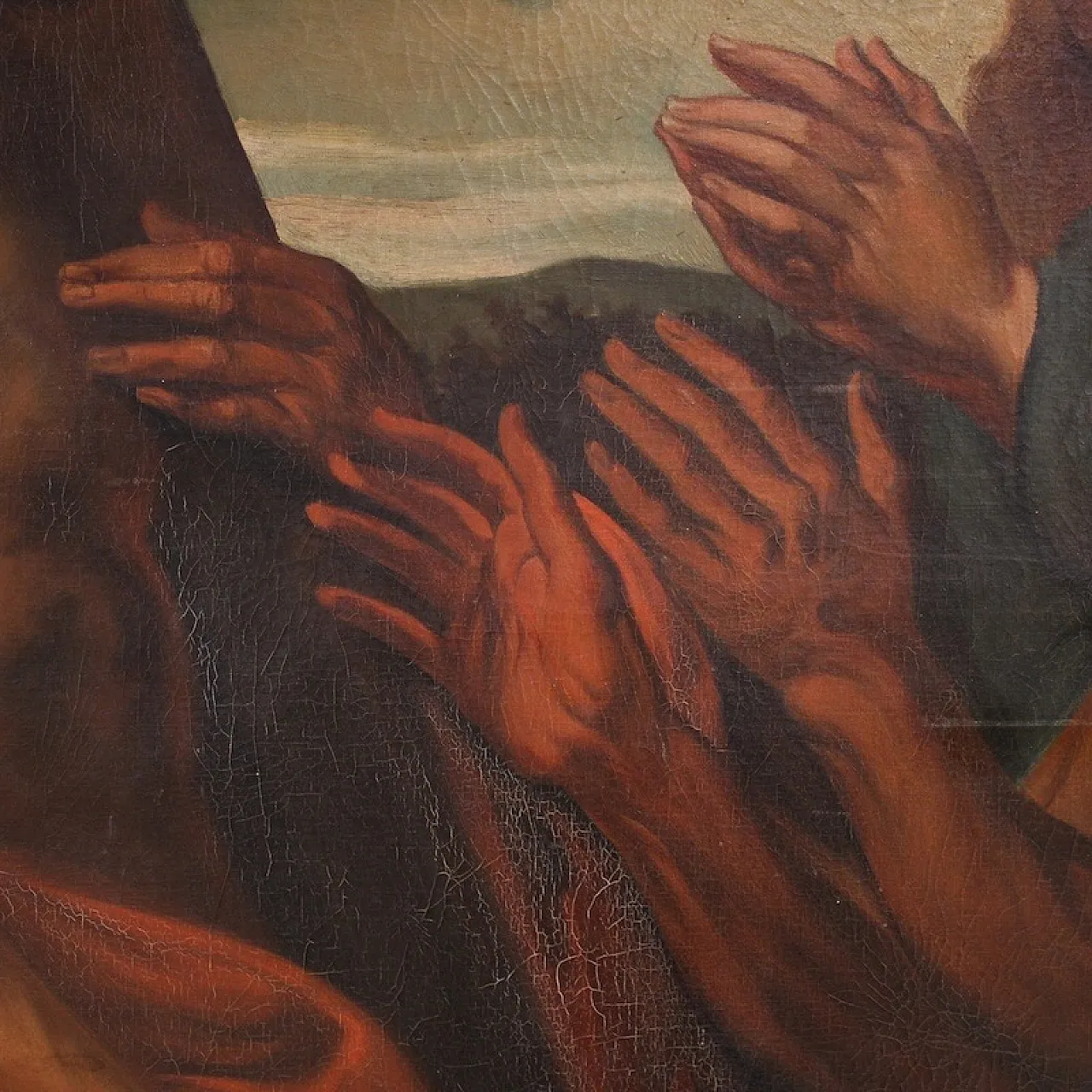 Large Flemish painting from the 19th century, Christ forgives sinners 12
