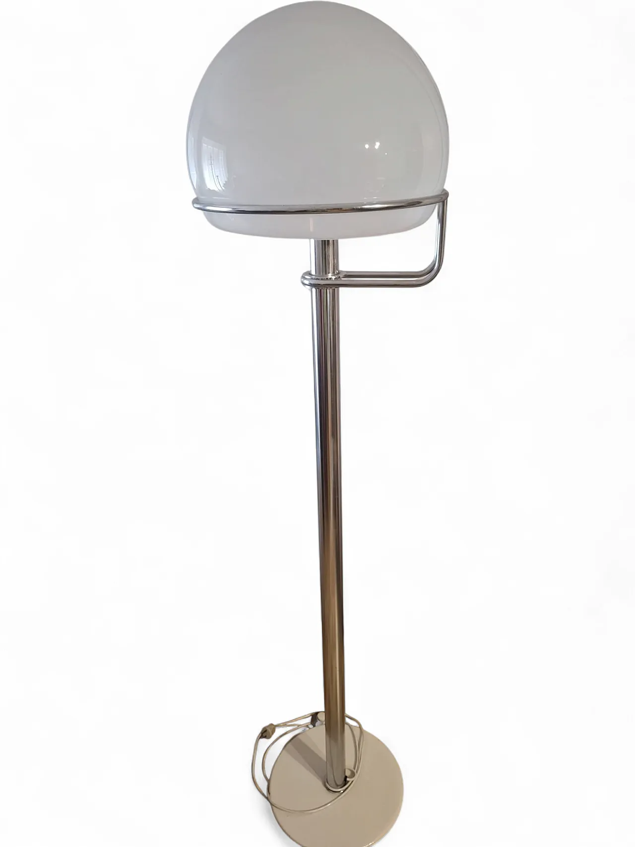 Modernist floor lamp with opaline globe 6