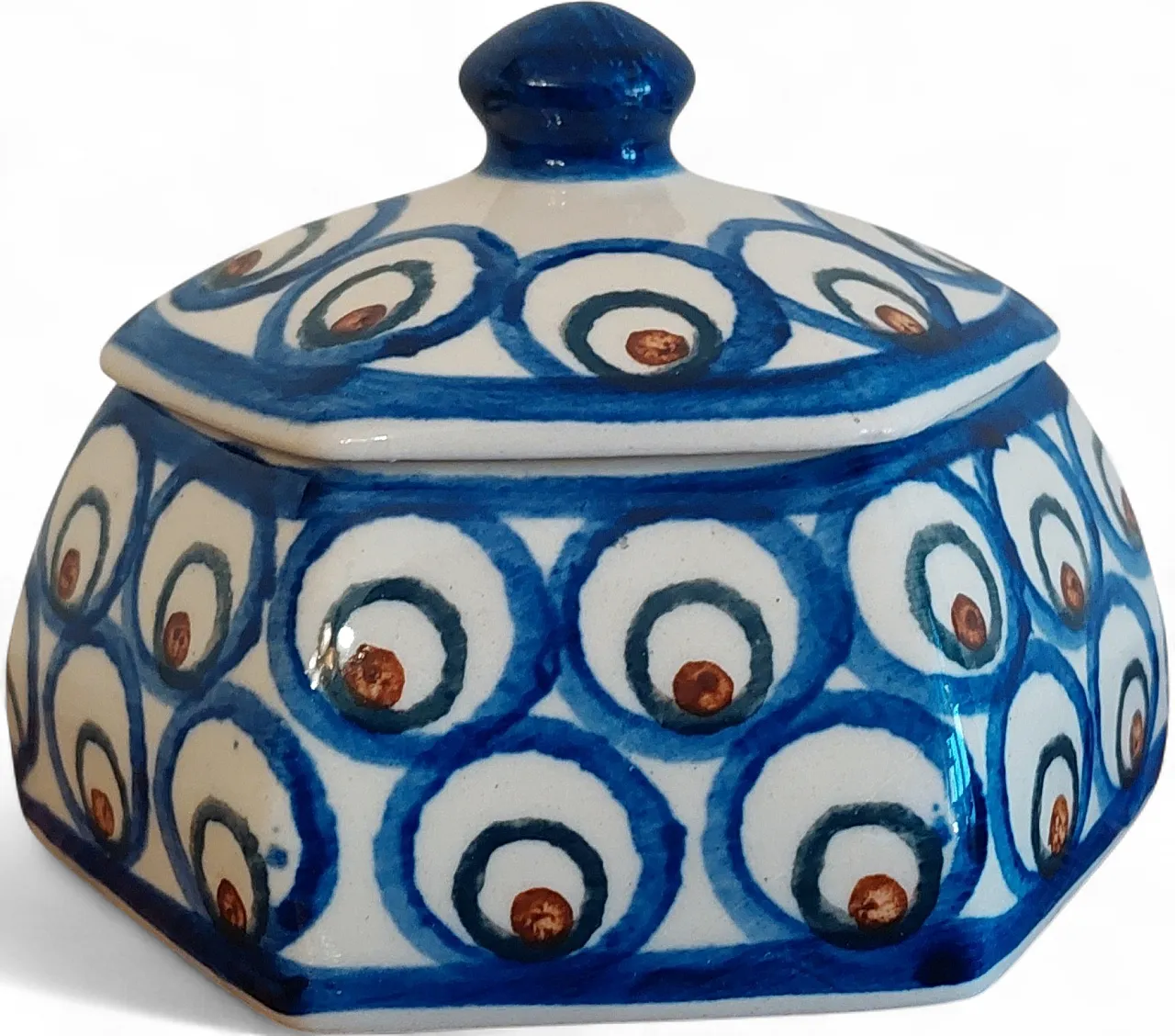 Hexagonal sugar bowl by Heise Bunzlau, 1948 6