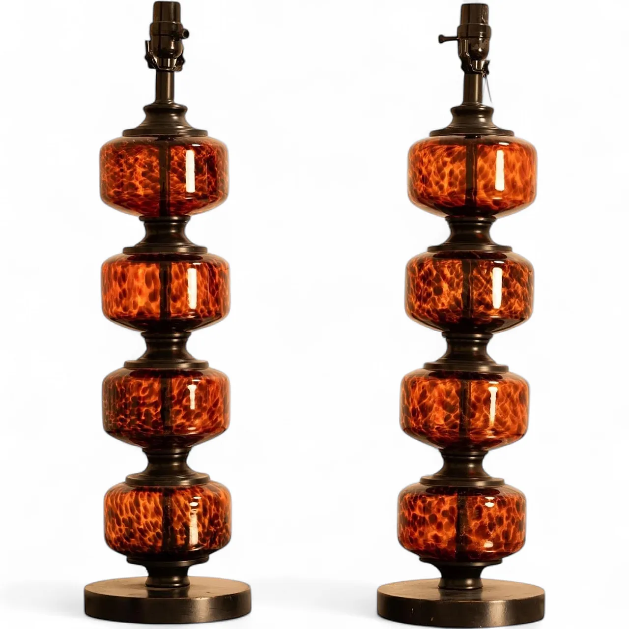Pair of speckled glass table lamps, 20th century 10