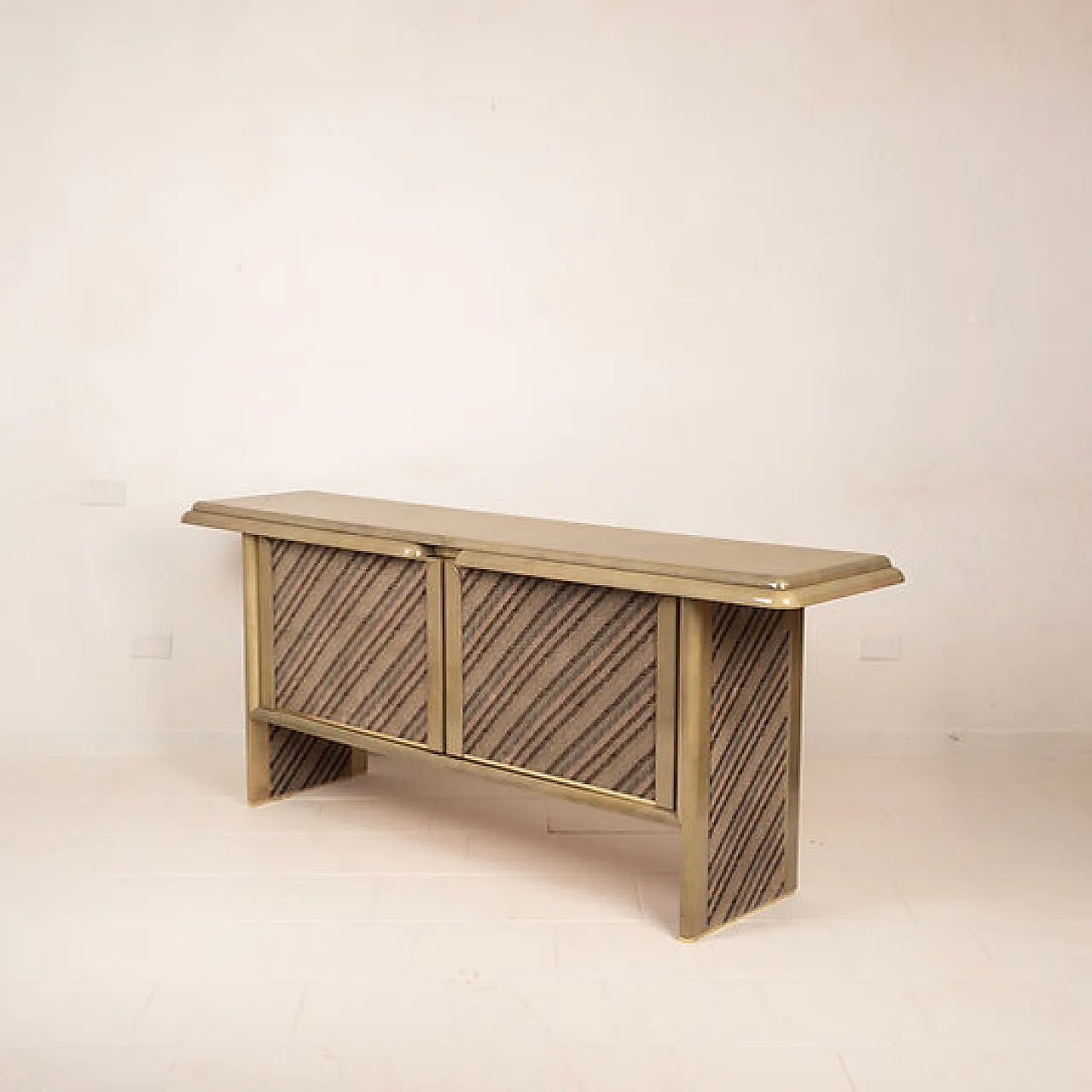 Credenza in pergamena e tessuto Missoni di Mazzola per Salpol, anni 80 1