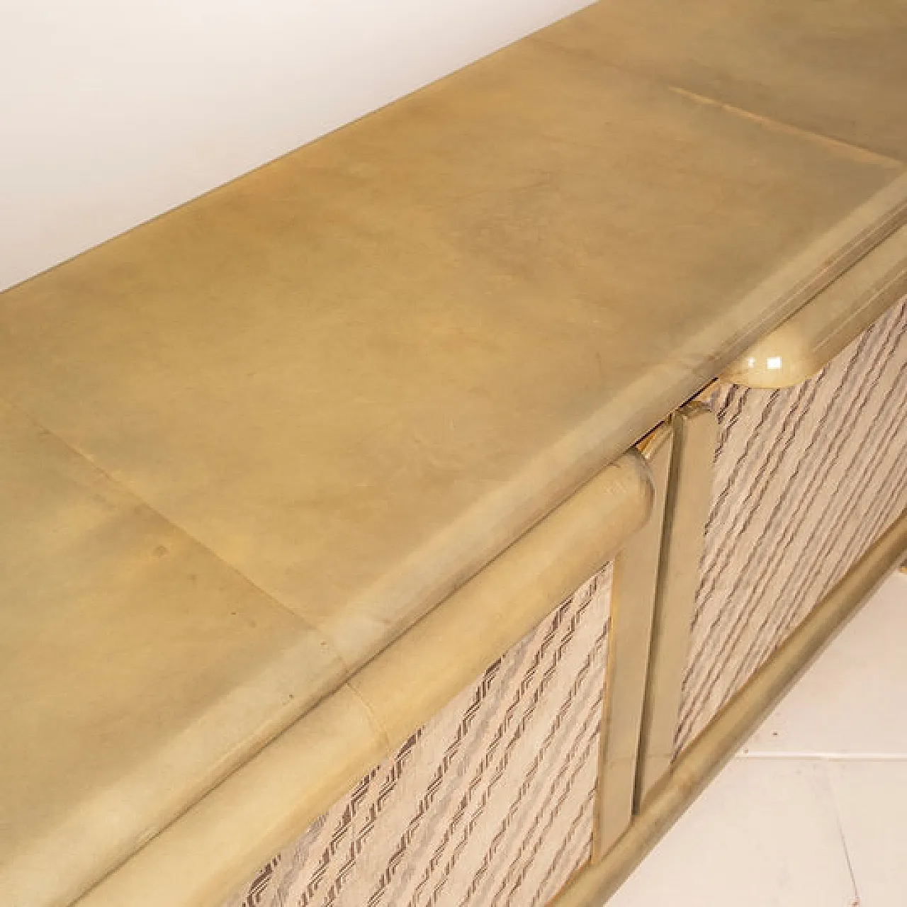 Credenza in pergamena e tessuto Missoni di Mazzola per Salpol, anni 80 2