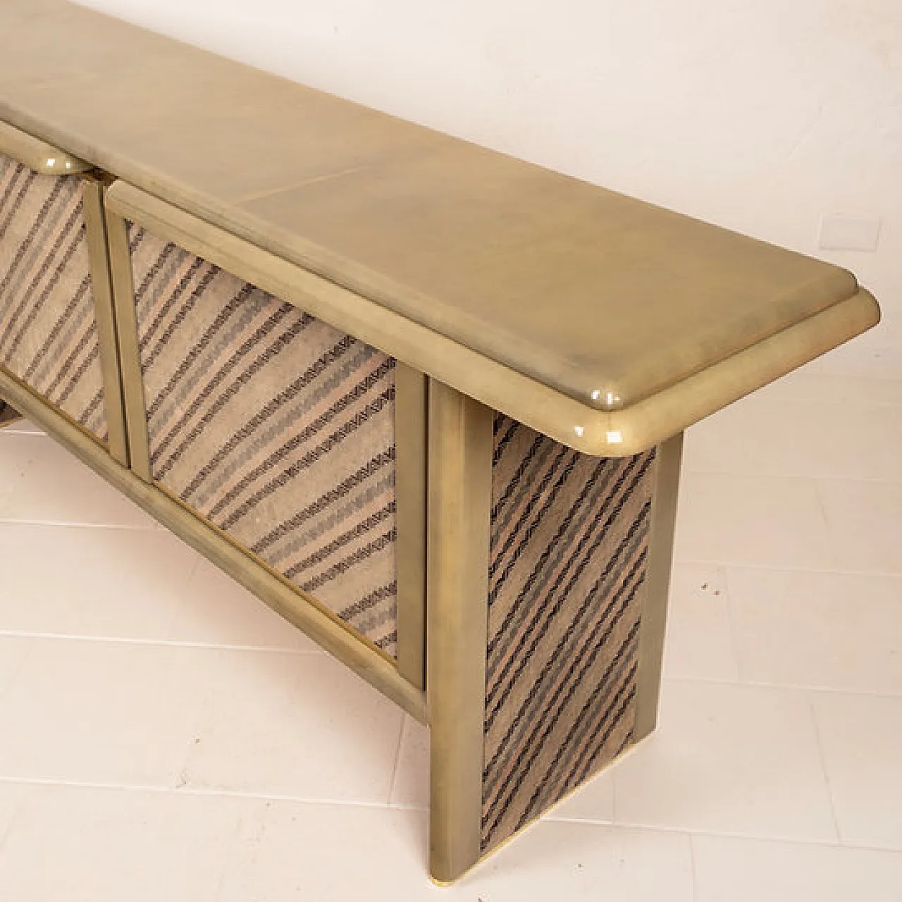 Credenza in pergamena e tessuto Missoni di Mazzola per Salpol, anni 80 3
