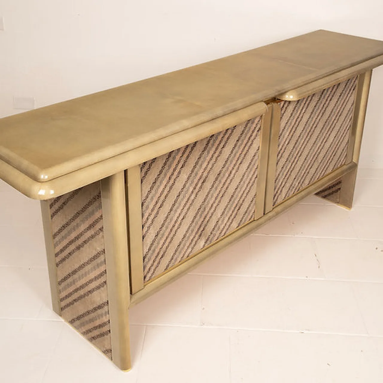 Credenza in pergamena e tessuto Missoni di Mazzola per Salpol, anni 80 4