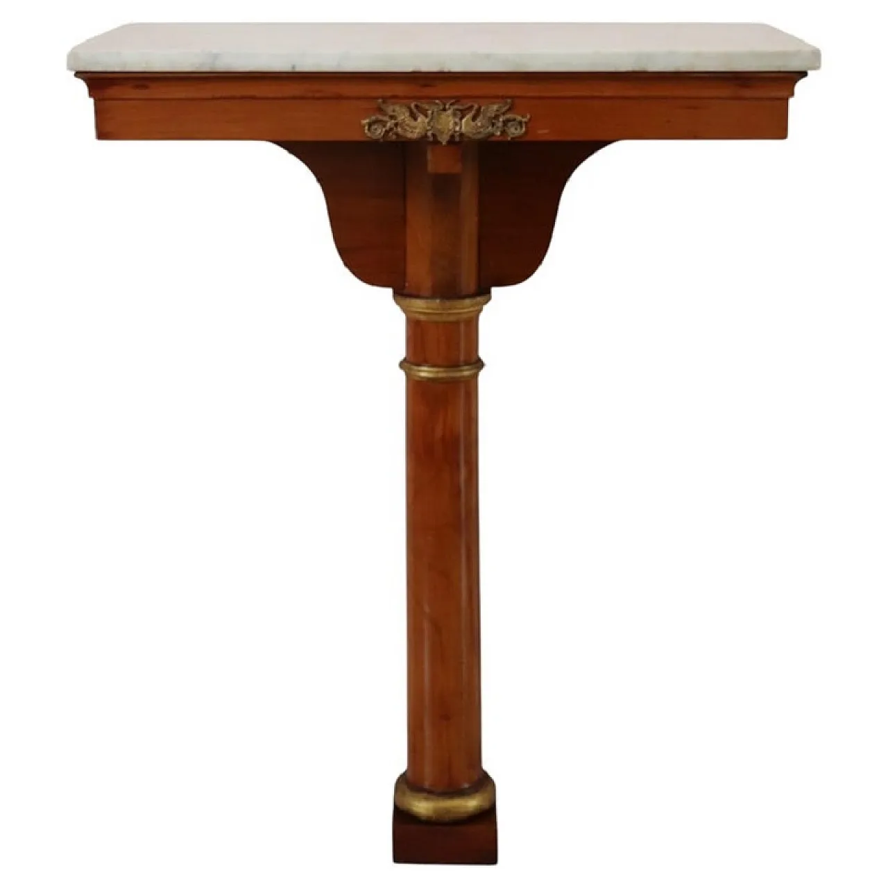 Small antique console in cherry wood and marble top, early 19th century 1