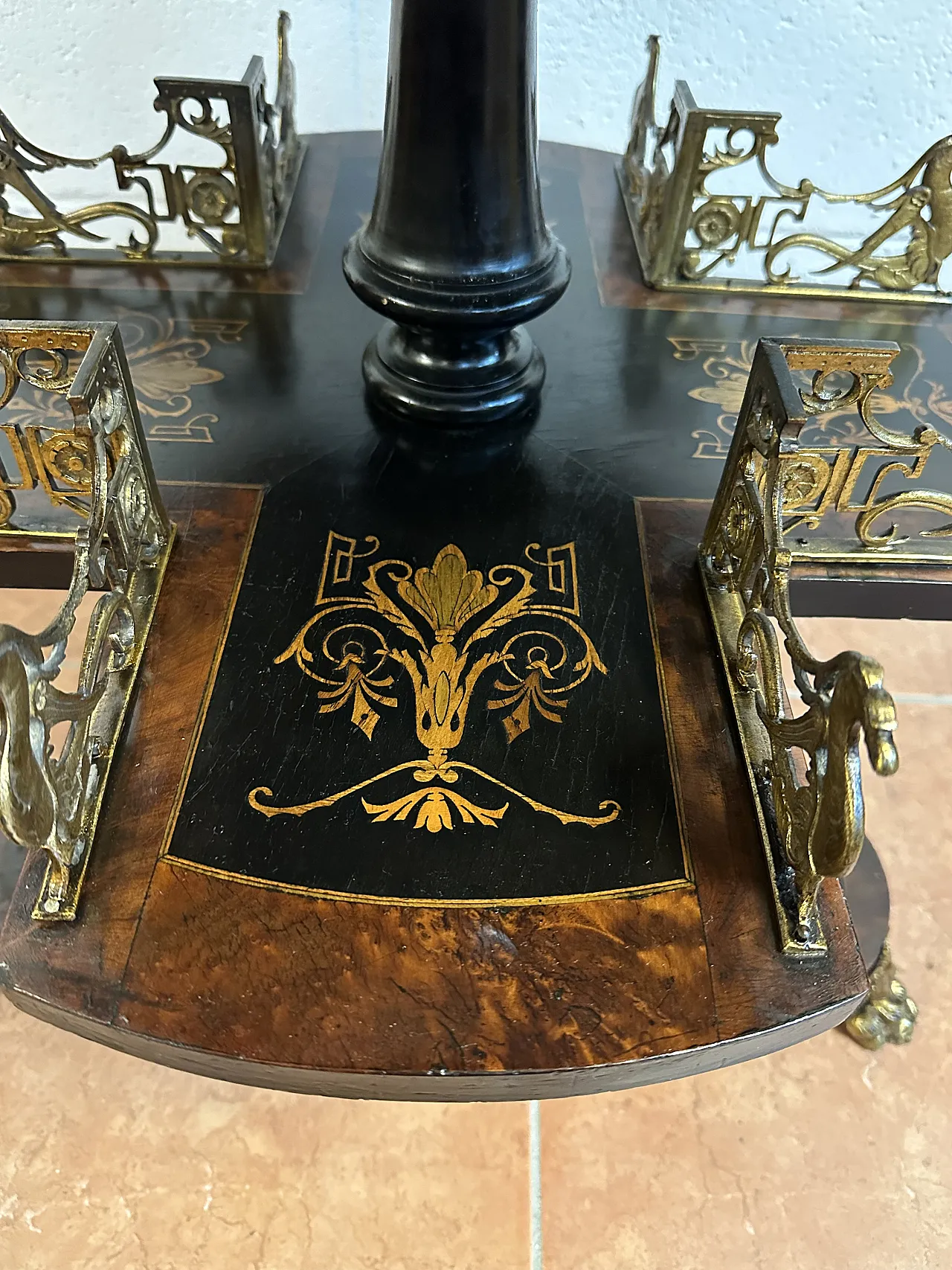 Libreria Girevole NapoleoneIII, intarsi, Francia, metà ’800 8