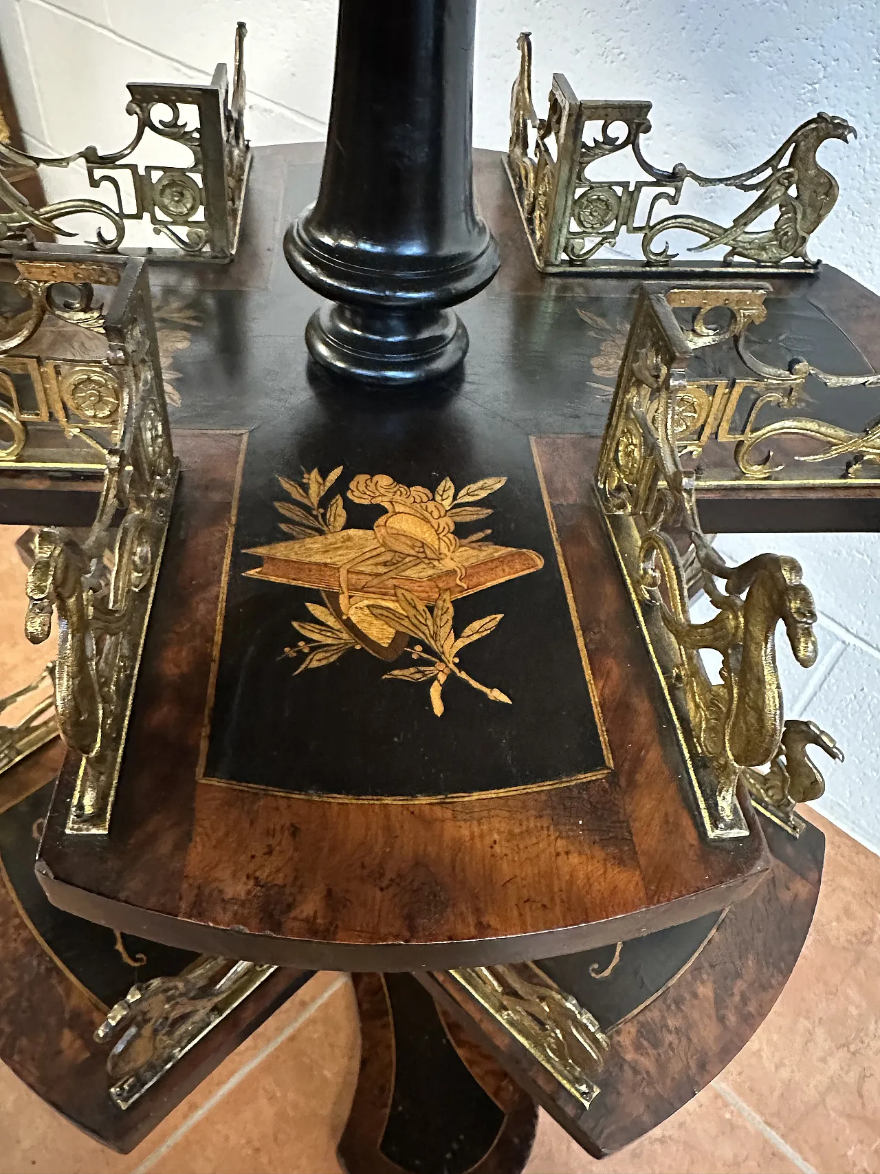 Libreria Girevole NapoleoneIII, intarsi, Francia, metà ’800 9