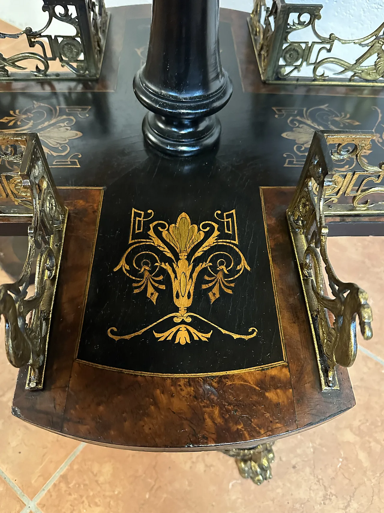 Libreria Girevole NapoleoneIII, intarsi, Francia, metà ’800 11