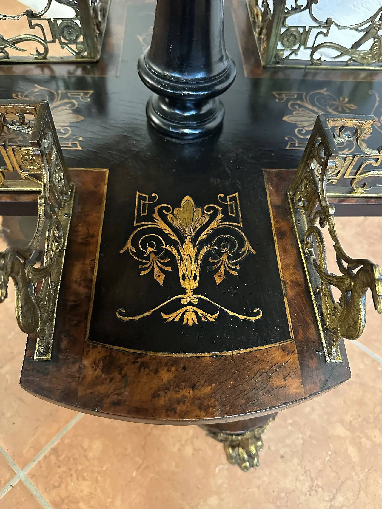 Libreria Girevole NapoleoneIII, intarsi, Francia, metà ’800 12