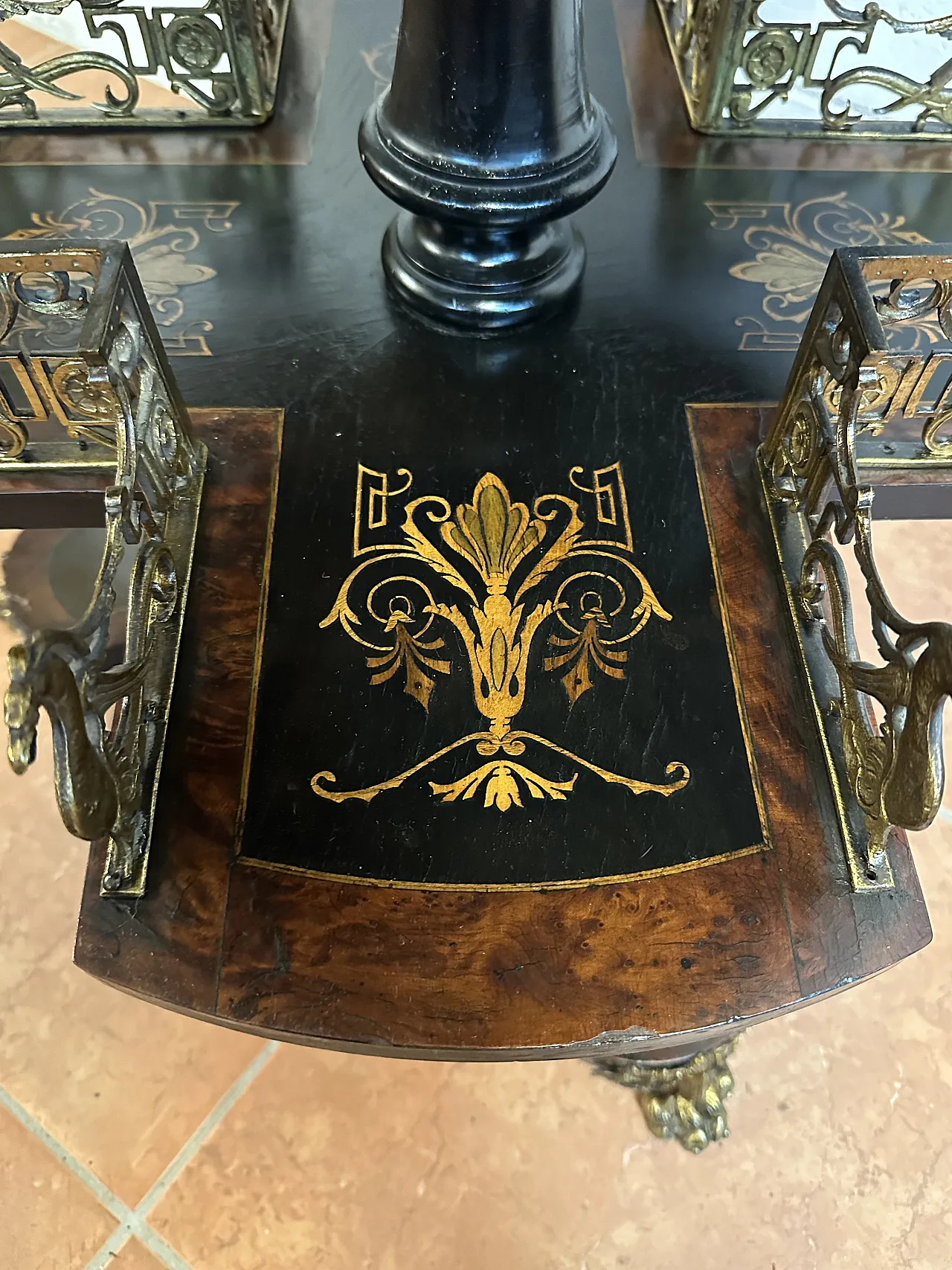 Libreria Girevole NapoleoneIII, intarsi, Francia, metà ’800 13