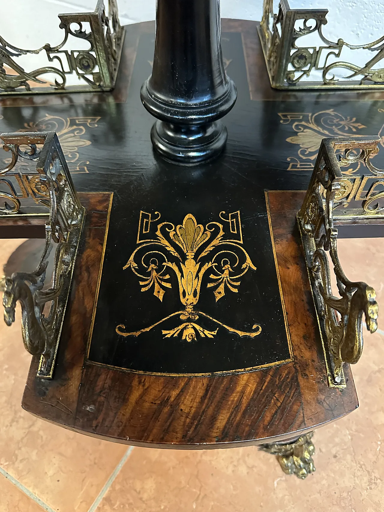 Libreria Girevole NapoleoneIII, intarsi, Francia, metà ’800 14