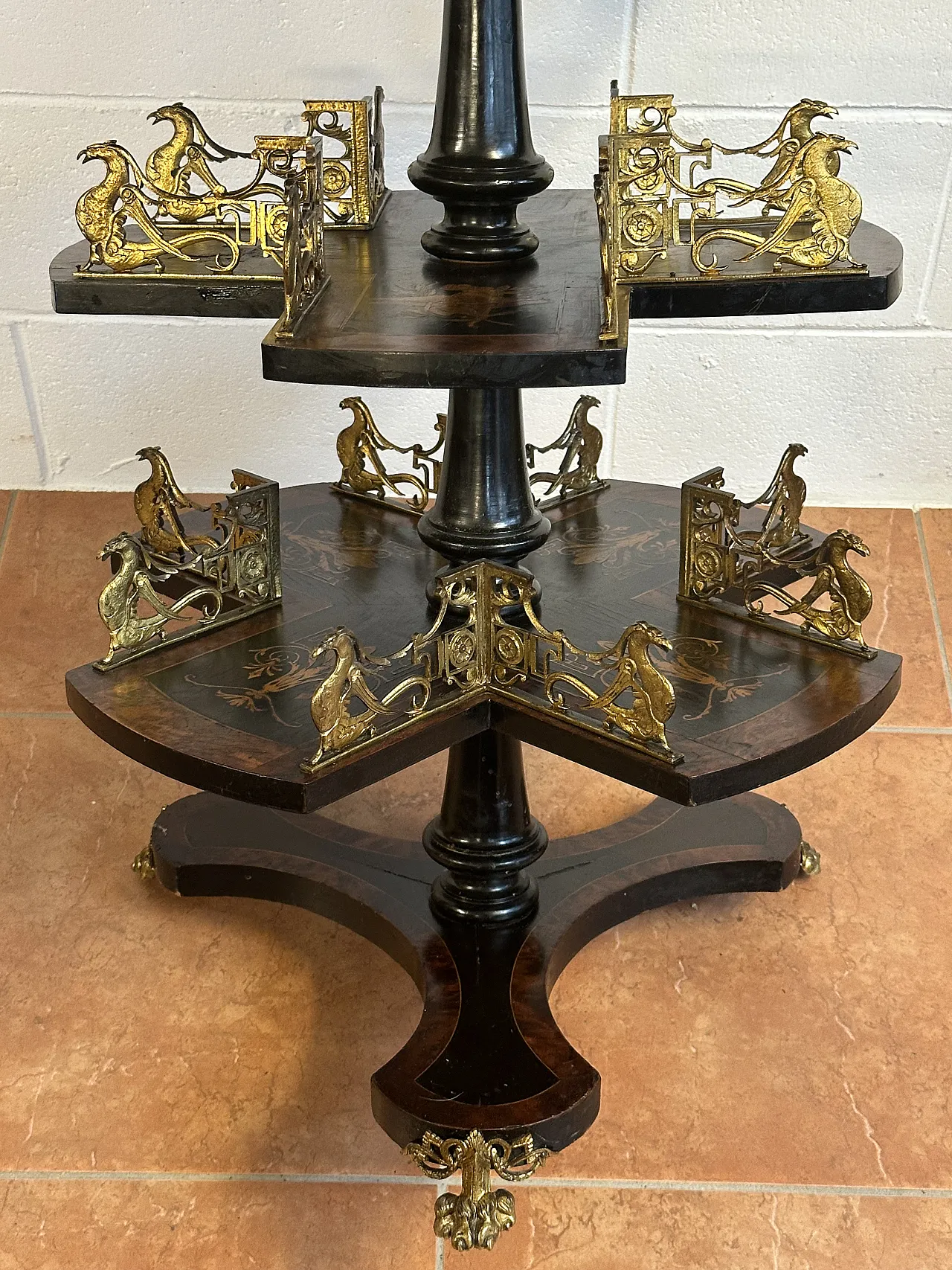 Libreria Girevole NapoleoneIII, intarsi, Francia, metà ’800 19