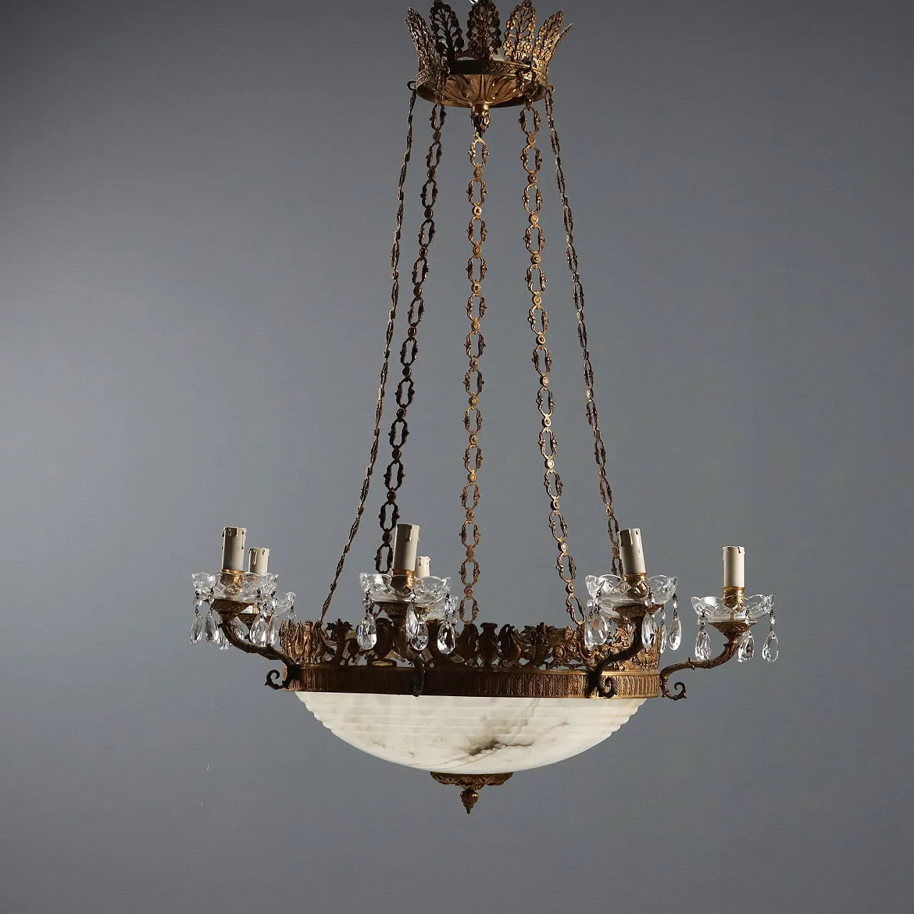 Lampadario in bronzo dorato, '800 1