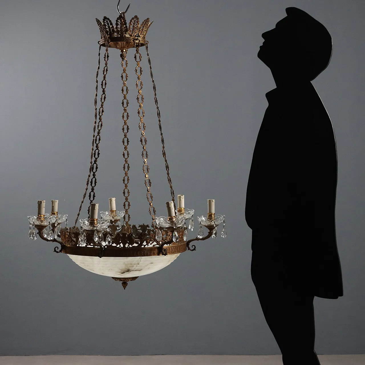 Lampadario in bronzo dorato, '800 2