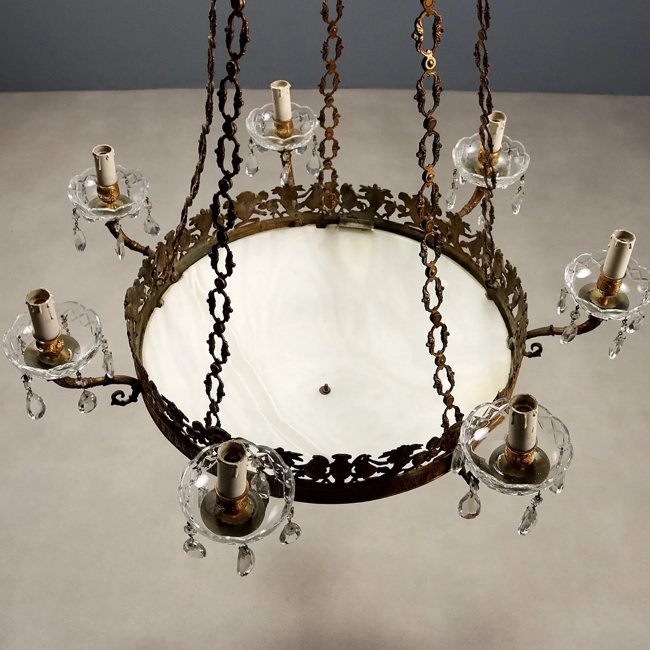 Lampadario in bronzo dorato, '800 3