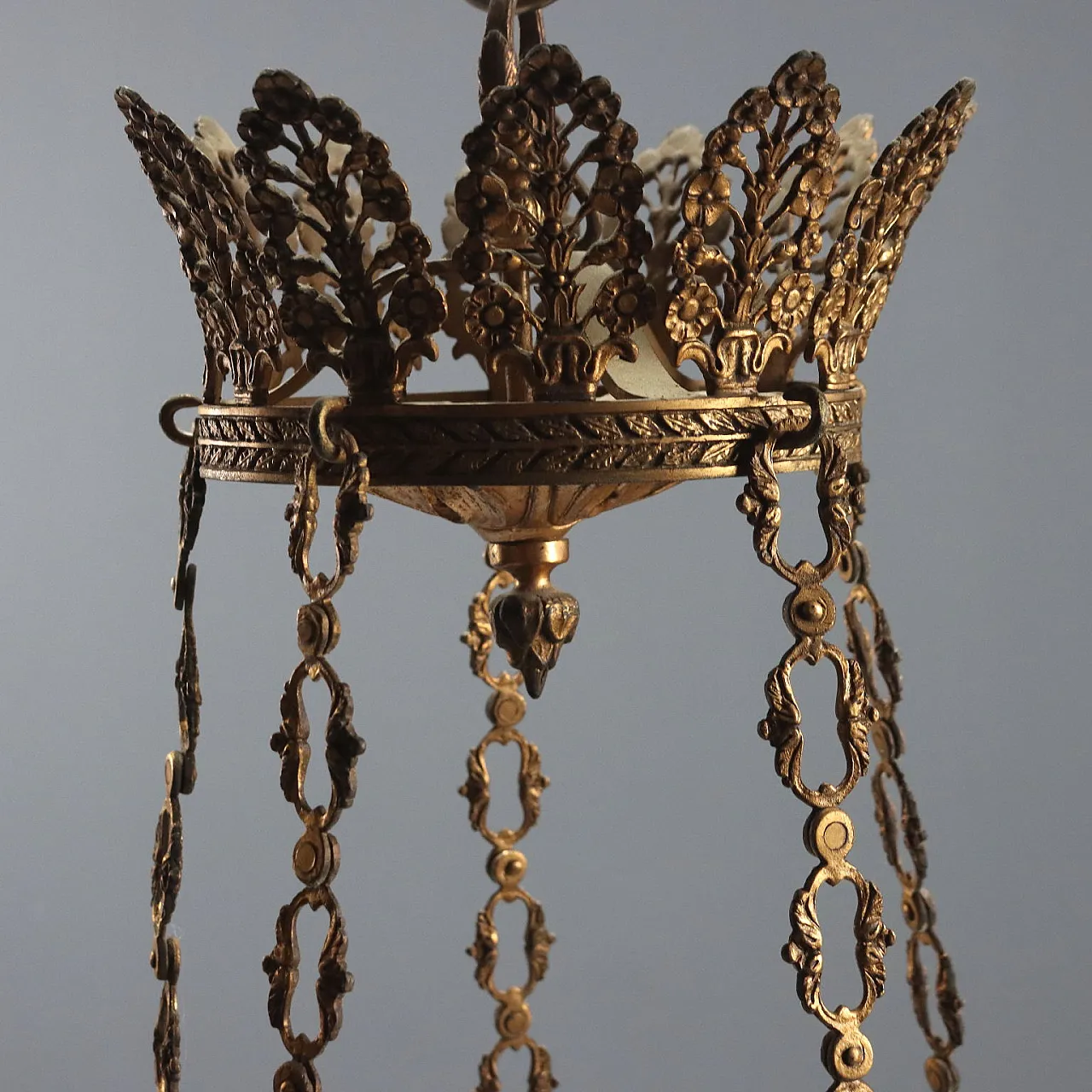 Lampadario in bronzo dorato, '800 4