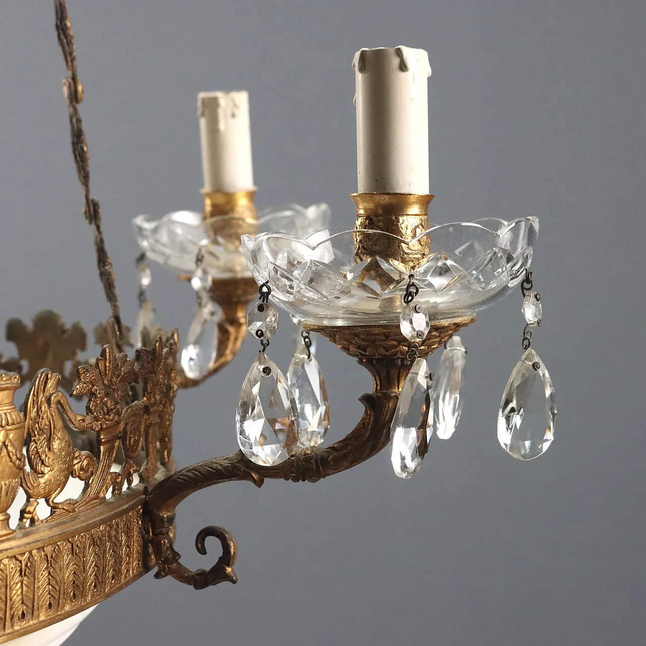 Lampadario in bronzo dorato, '800 5