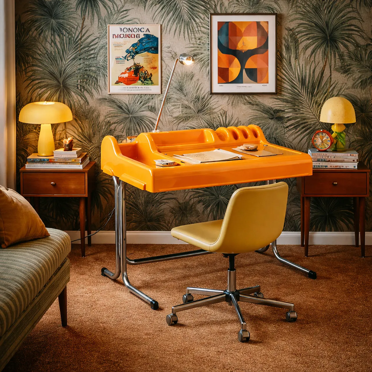 Orix orange desk by Vittorio Parigi & Nani Prina for Molteni&Co