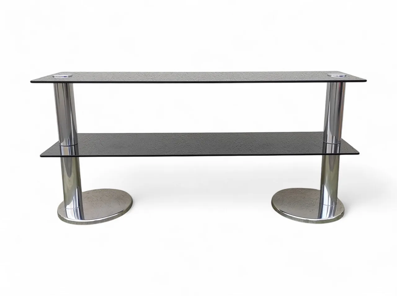 Console in smoked glass and chromed steel structure, 1970s 1