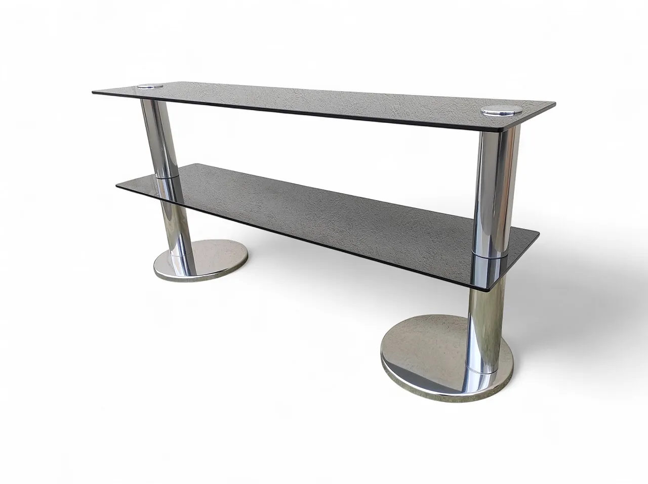 Console in smoked glass and chromed steel structure, 1970s 2