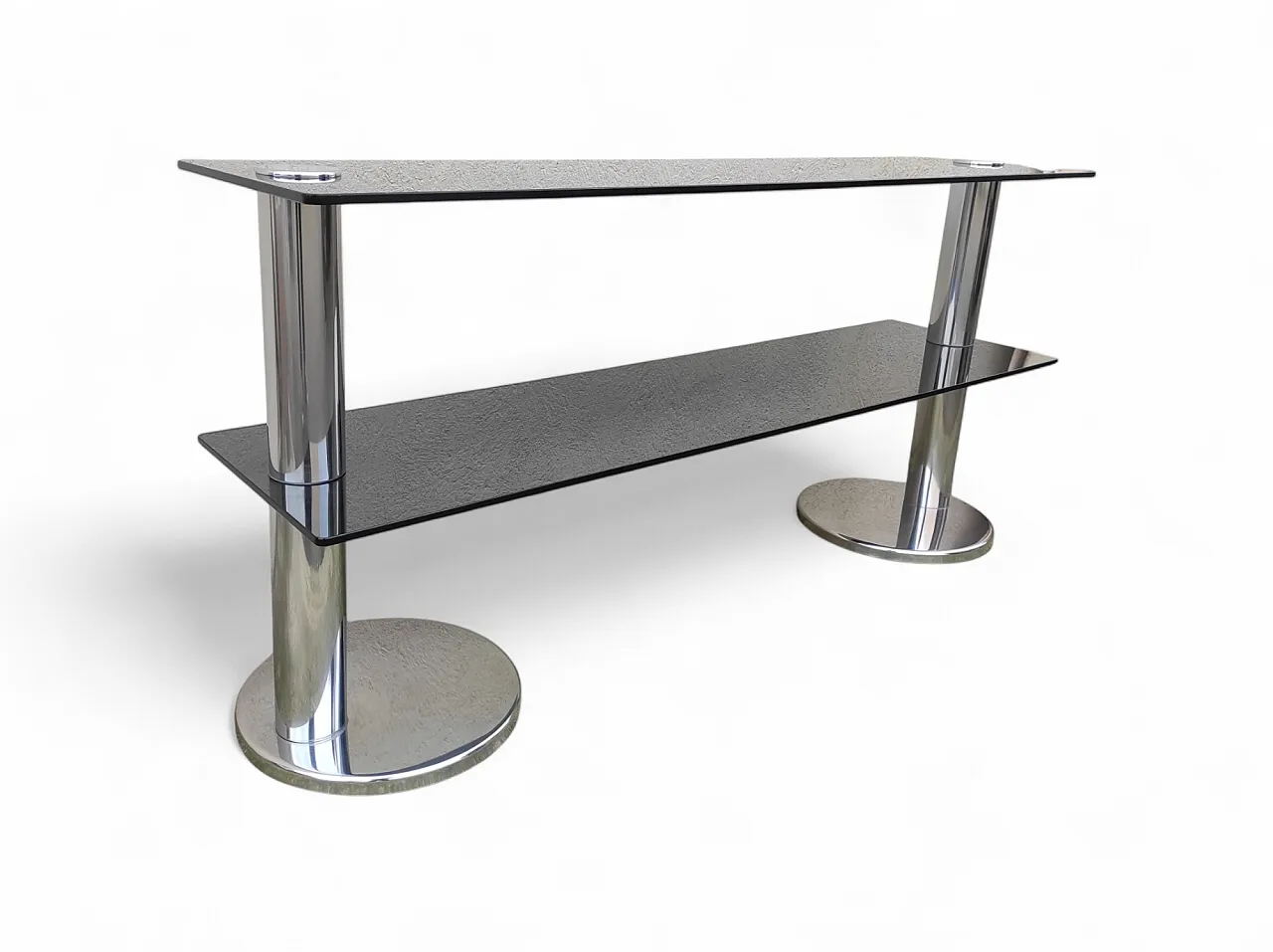 Console in smoked glass and chromed steel structure, 1970s 3