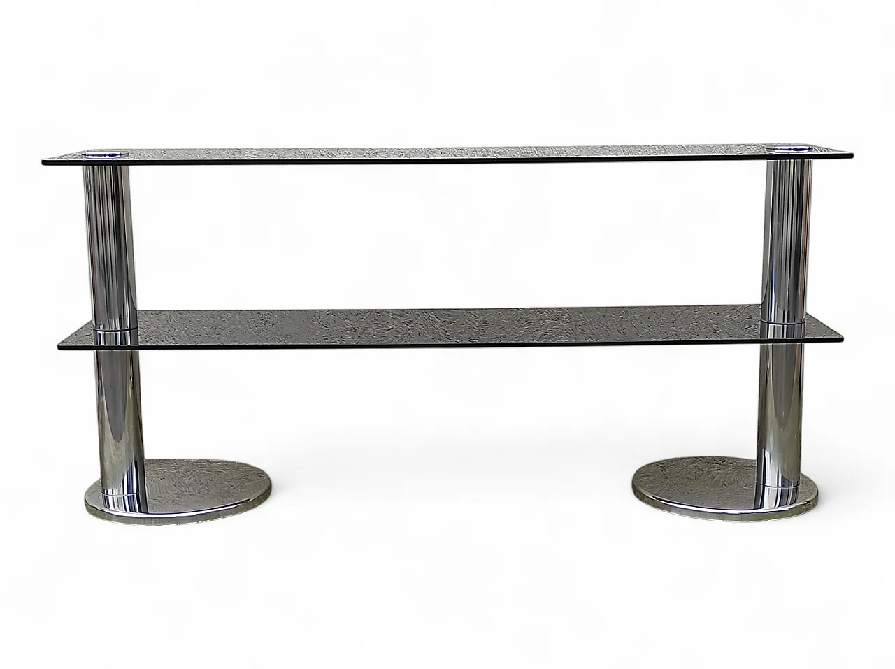 Console in smoked glass and chromed steel structure, 1970s 11