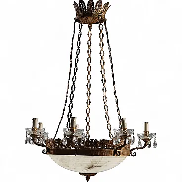 Lampadario in bronzo dorato, '800