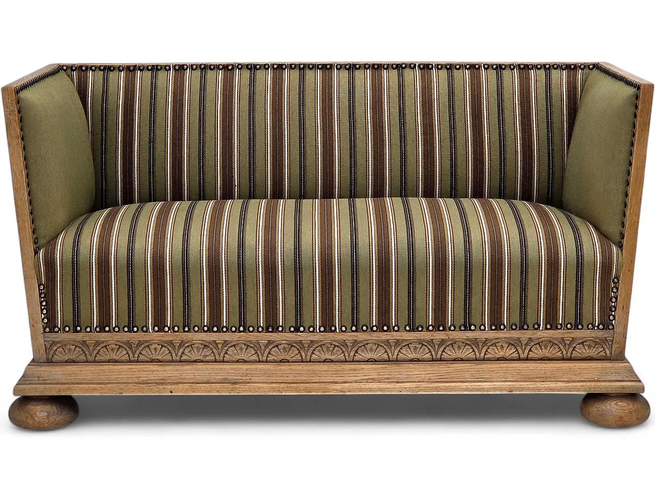 Danish 2-seater sofa striped green wool, 1950s 22