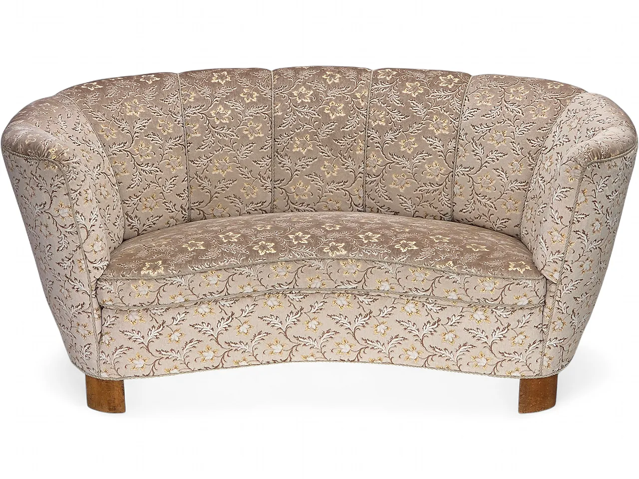 Danish 2-seater Banana sofa, velour, oak wood, 1970s 20