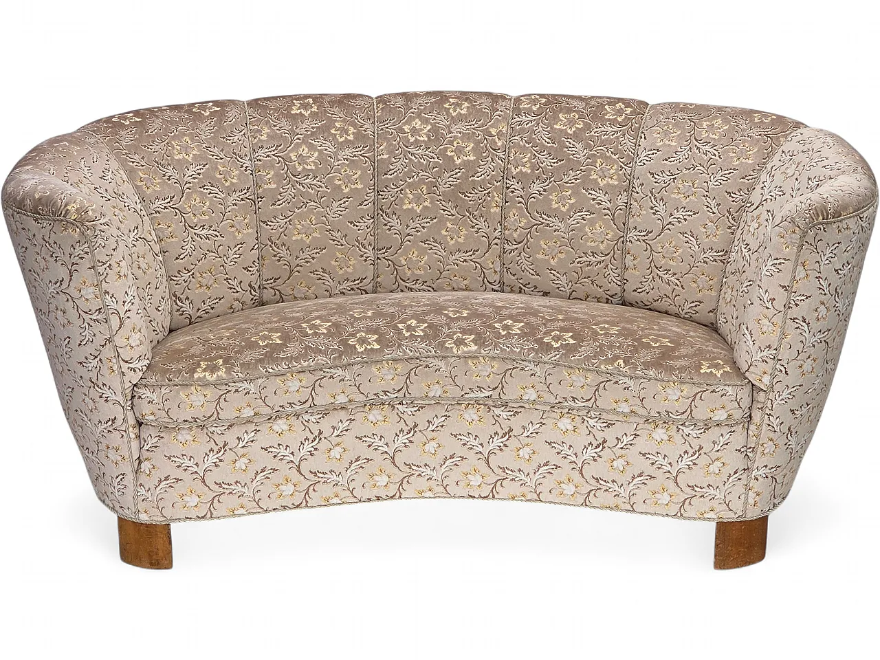 Danish 2-seater Banana sofa, velour, oak wood, 1970s 21