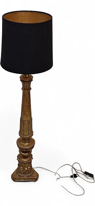 Candelabro in legno intagliato e dorato stile Barocco, '800