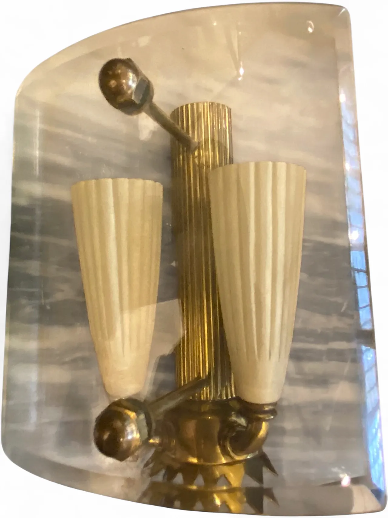 3 Applique da parete Gio Ponti in ottone con paralume in vetro 8