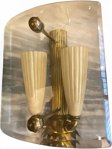 3 Applique da parete Gio Ponti in ottone con paralume in vetro