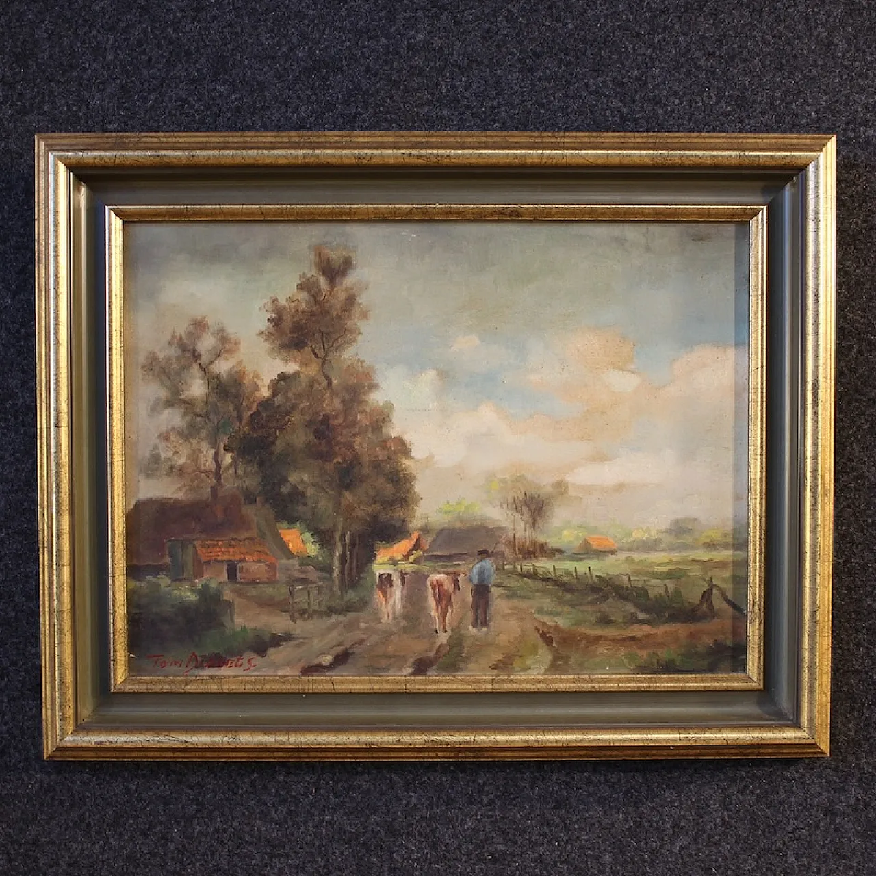 Flemish bucolic landscape painting from the 20th century 1