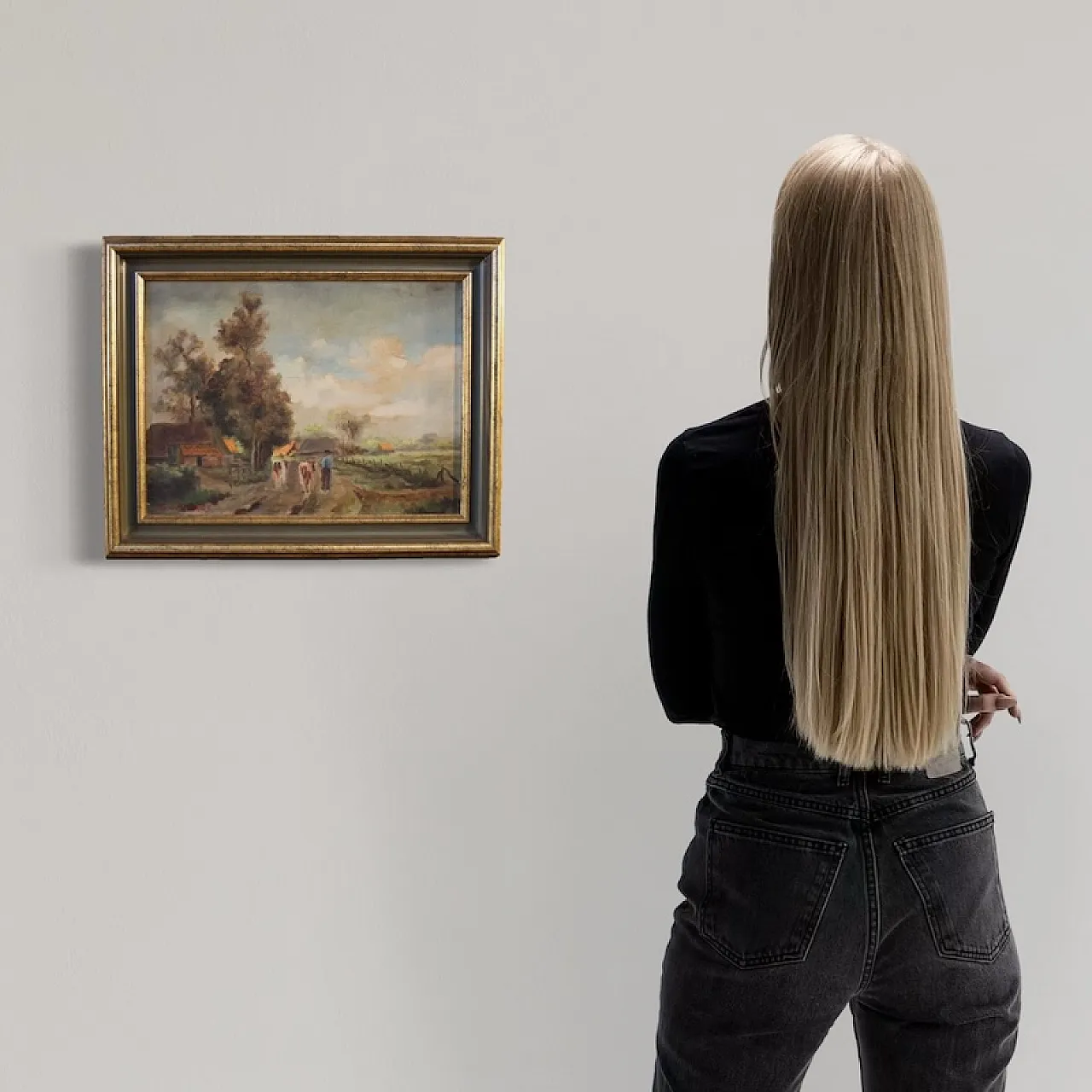 Flemish bucolic landscape painting from the 20th century 2
