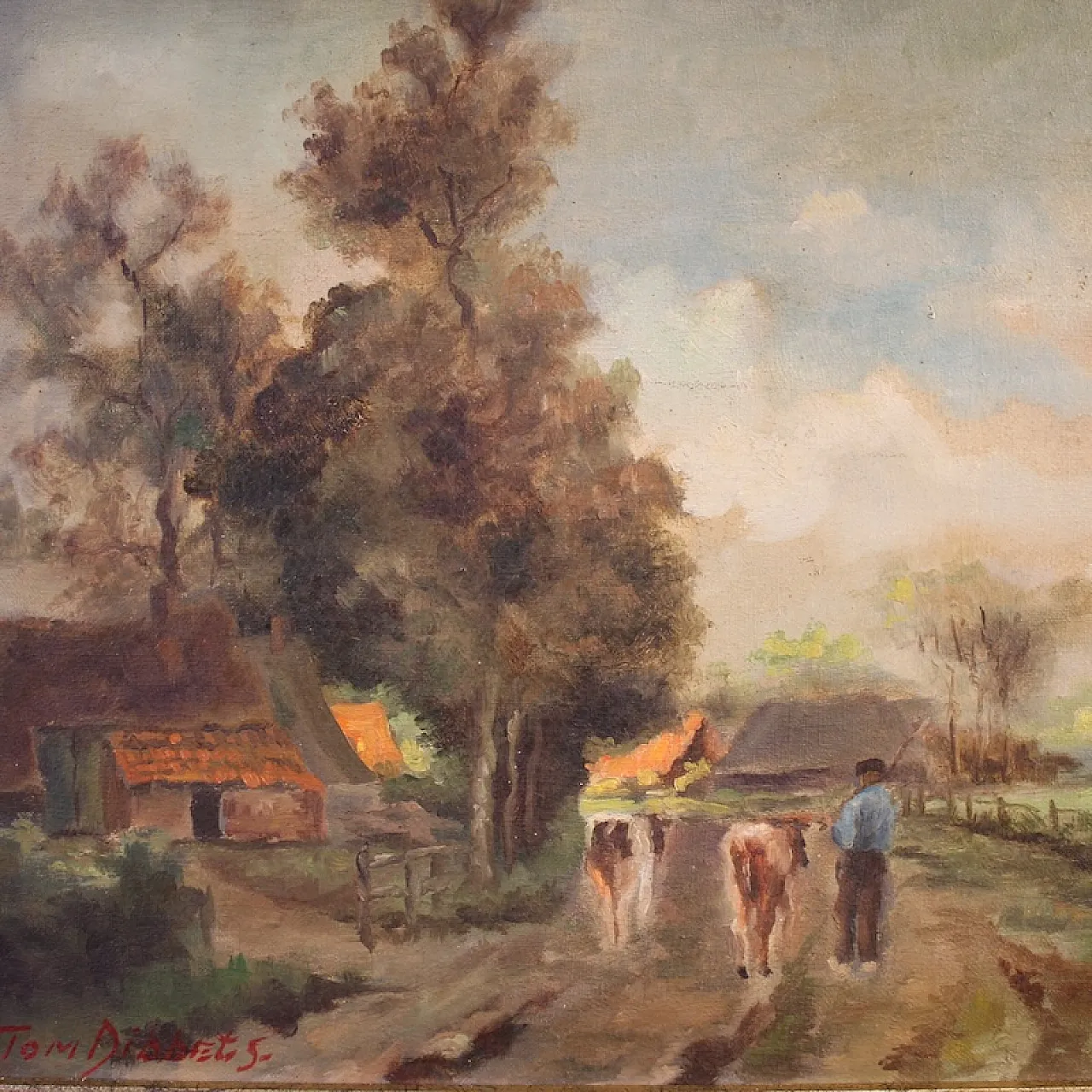 Flemish bucolic landscape painting from the 20th century 3