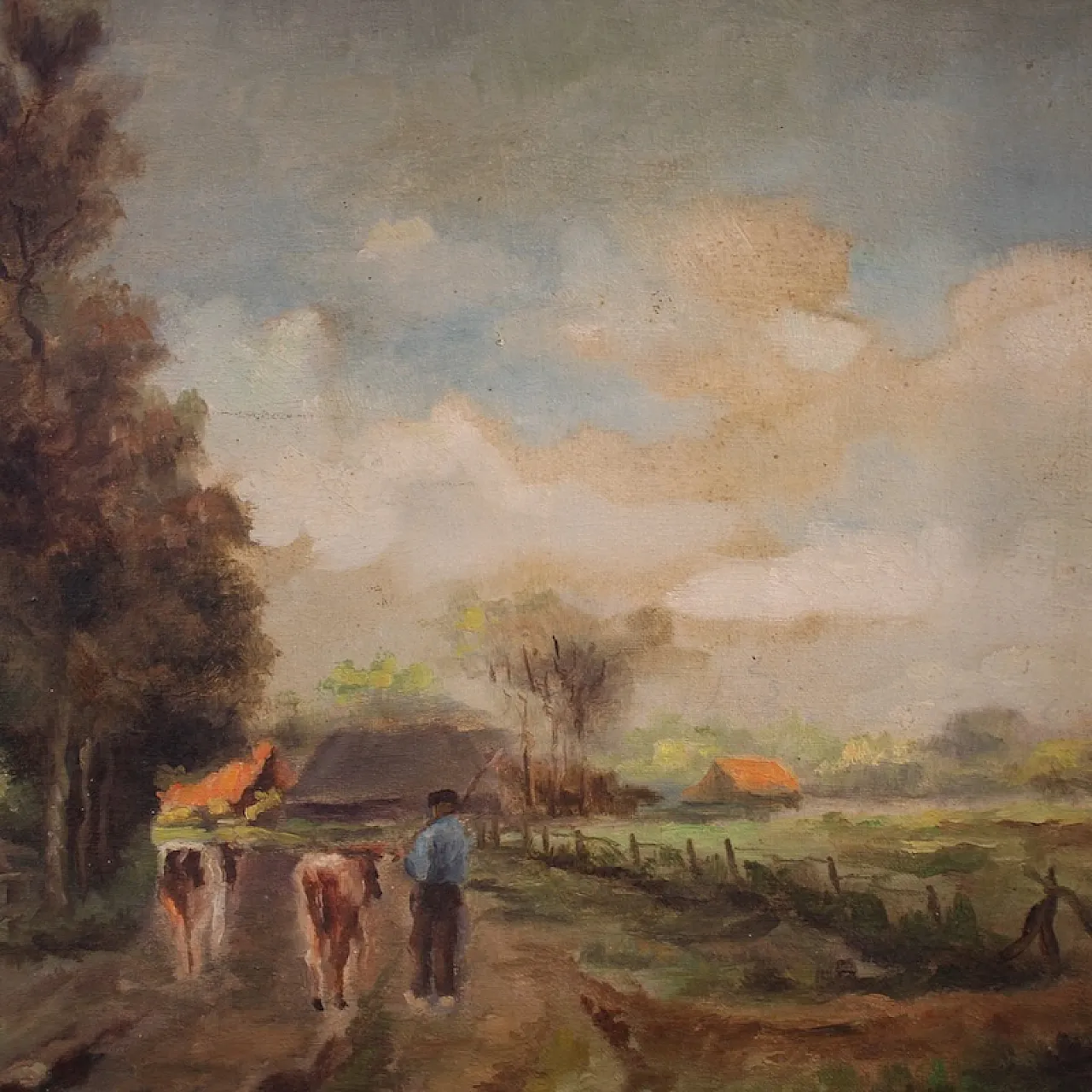 Flemish bucolic landscape painting from the 20th century 4