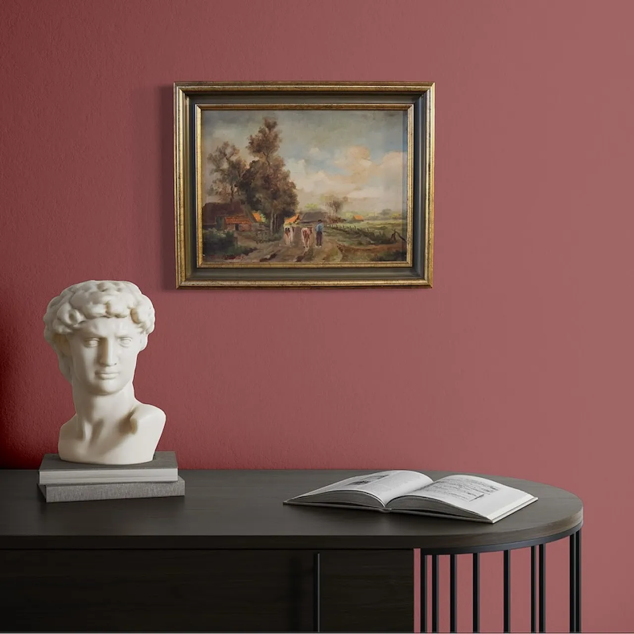 Flemish bucolic landscape painting from the 20th century 8